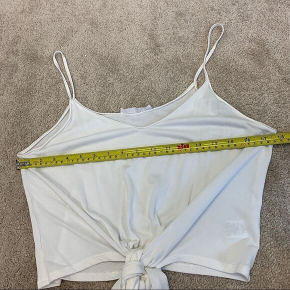 Lush White front tie spaghetti strap camisole tank top Sz M - Picture 8 of 10